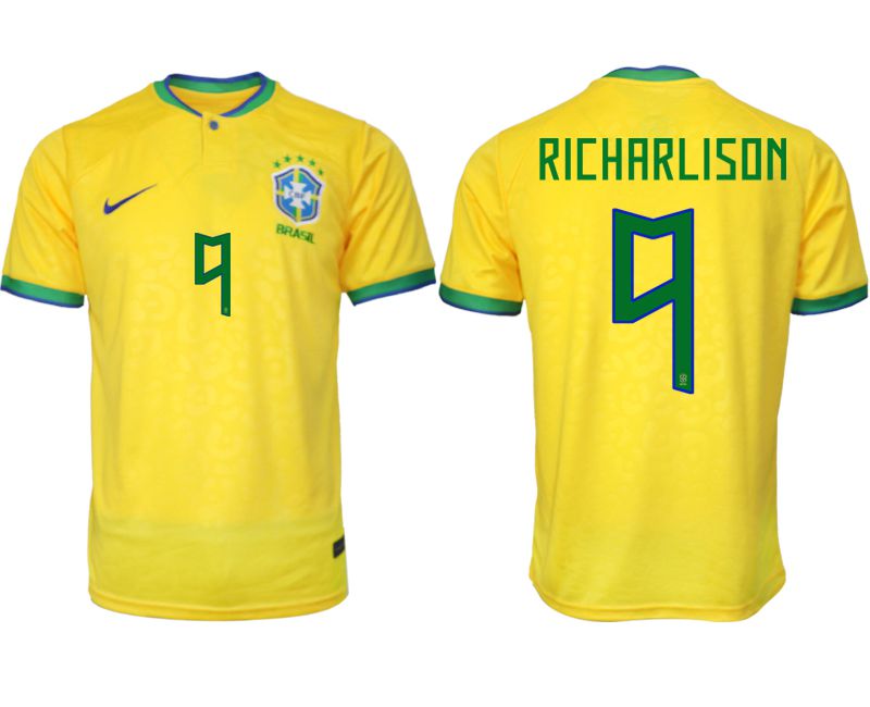 Men 2022 World Cup National Team Brazil home aaa version yellow #9 Soccer Jerseys->customized soccer jersey->Custom Jersey